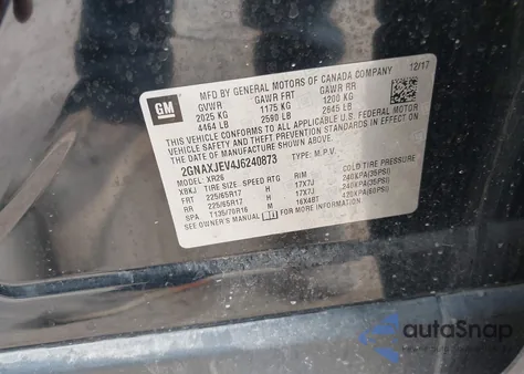 2018 Chevrolet Equinox Lt from USA, damaged, VIN 2GNAXJEV4J6240873